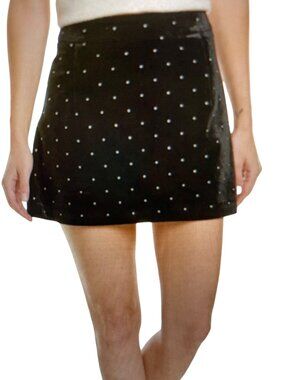 Annette Lepore Velvet White Crystal Studded Miniskirt Size Small  NWT